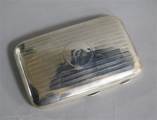 A George V silver cheroot case, William Hair Haseler, Birmingham, 1912, 13.8cm.